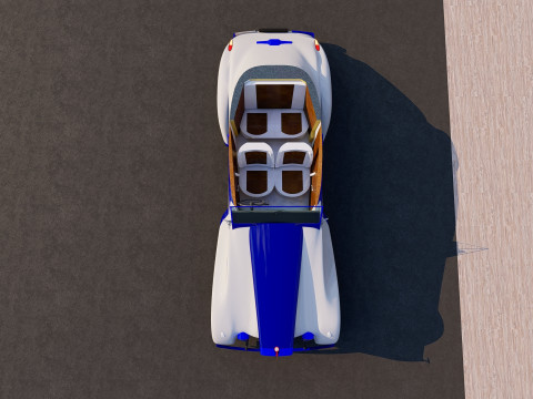 of a Classic Car - Blue and White Design 3D 模型