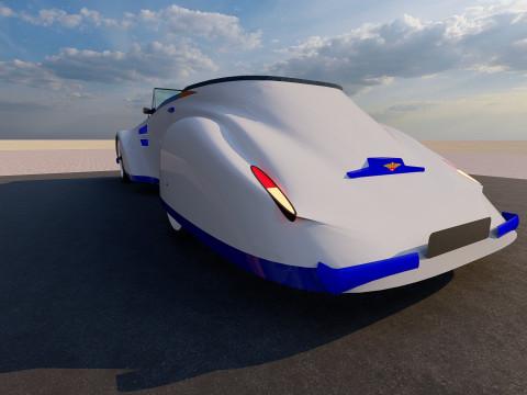 of a Classic Car - Blue and White Design 3D 模型