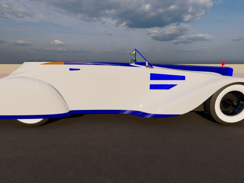 of a Classic Car - Blue and White Design 3D 模型
