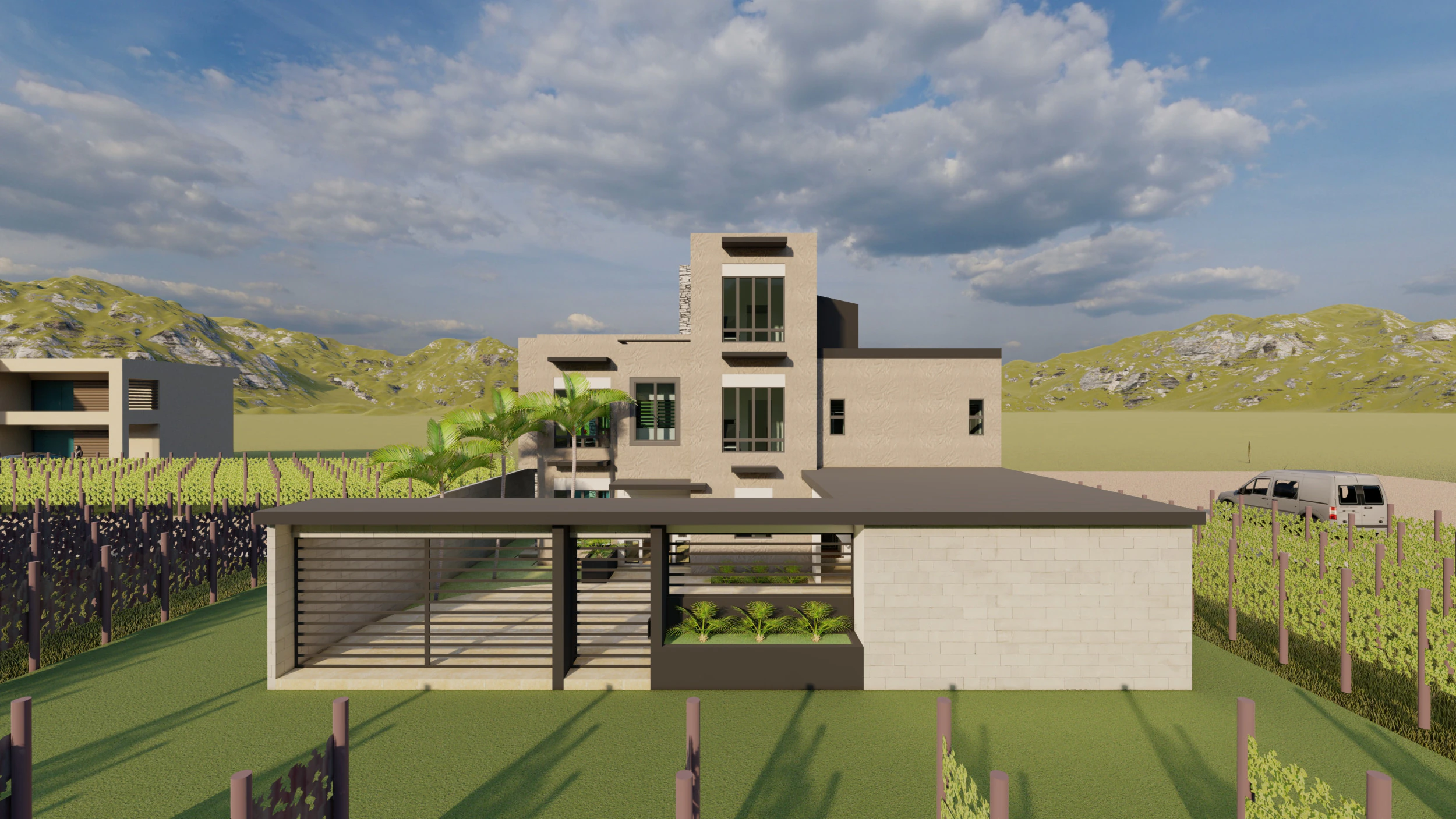 Modern Vineyard Estate - Collection 3D Model .c4d .max .obj .3ds .fbx .stl .blend