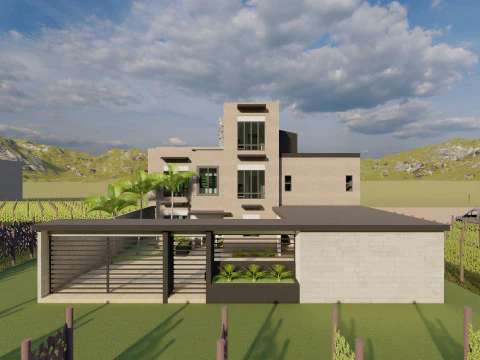 Modern Vineyard Estate - Collection 3D Model