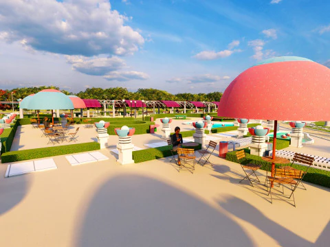Modern Recreational Park - Detailed Outdoor Space with Greenery and Walking Paths 3D Model