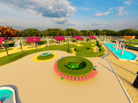 Modern Recreational Park - Detailed Outdoor Space with Greenery and Walking Paths 3D Model
