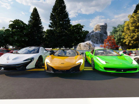 Ultimate 3D Supercar Collection 7 Models in One Pack 3D Model