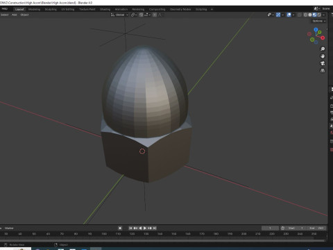 High Acorn Nut 3D Model