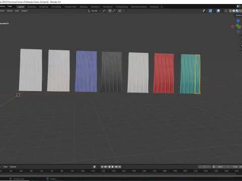 Curtain Voiles - 7 Colors 3D Model