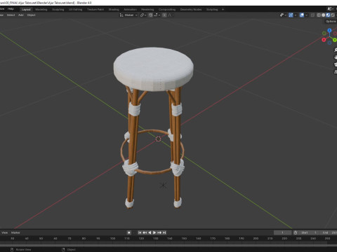Embroidered Hand Made Stool 3D Model