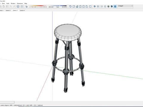 Embroidered Hand Made Stool 3D Model