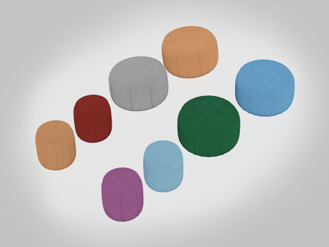 Paloma Pouf Ottoman Round 3D Model