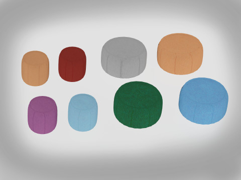 Paloma Pouf Ottoman Round Model 3D