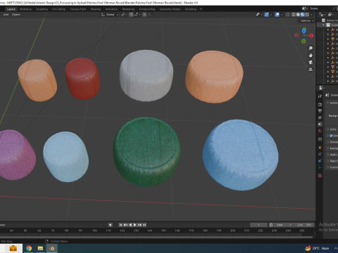 Paloma Pouf Ottoman Round Model 3D