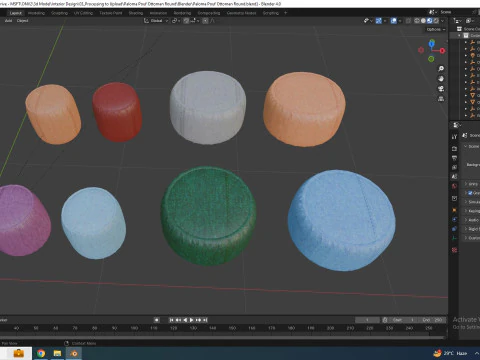 Paloma Pouf Ottoman Round 3D Model