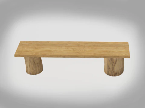 Rustic Log Bench 3D Model