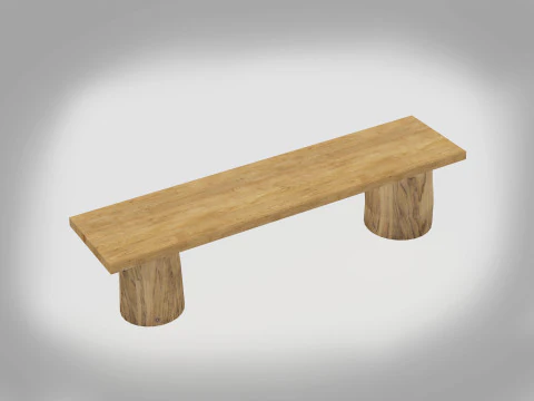 Rustic Log Bench 3D Model