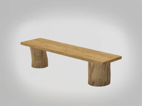 Rustic Log Bench 3D Model
