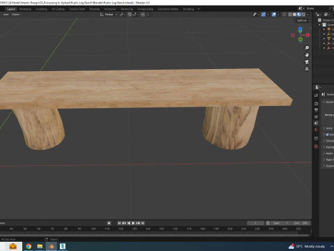 Rustic Log Bench 3D Model