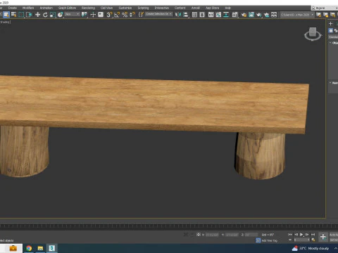 Rustic Log Bench 3D Model