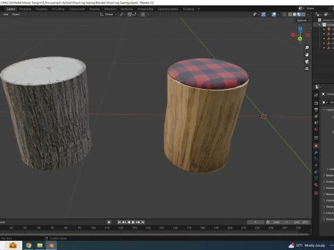 Wood Log Seating 3D Model