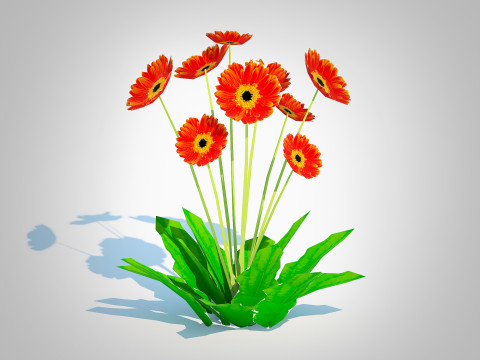 Gerbera - Gerbera Daisy Orange Flower 3D Модель