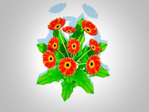 Gerbera - Gerbera Daisy Orange Flower 3D Модель