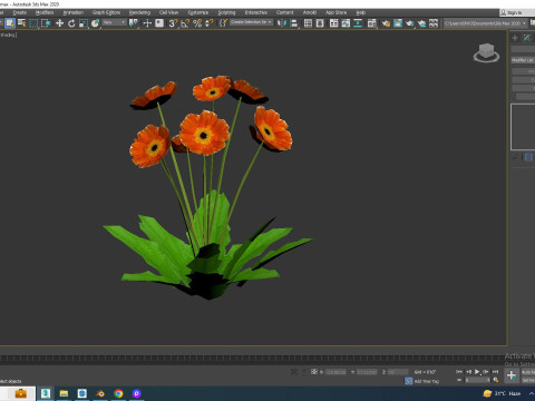 Gerbera - Gerbera Daisy Orange Flower 3D Модель