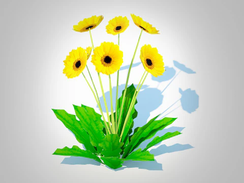 Gerbera - Gerbera Stokrotka Ż&oacute;łty Kwiat Model 3D