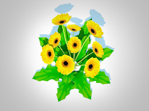 Gerbera - Gerbera Daisy Yellow Flower Model 3D