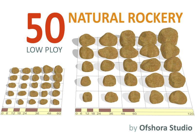 RockeryNaturalGold6-24inch1 3D Model .c4d .max .obj .3ds .fbx .stl .blend