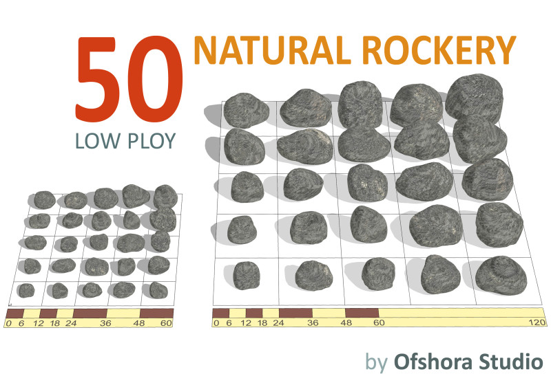 RockeryNaturalGray6-24inch Modello 3D .c4d .max .obj .3ds .fbx .stl .blend
