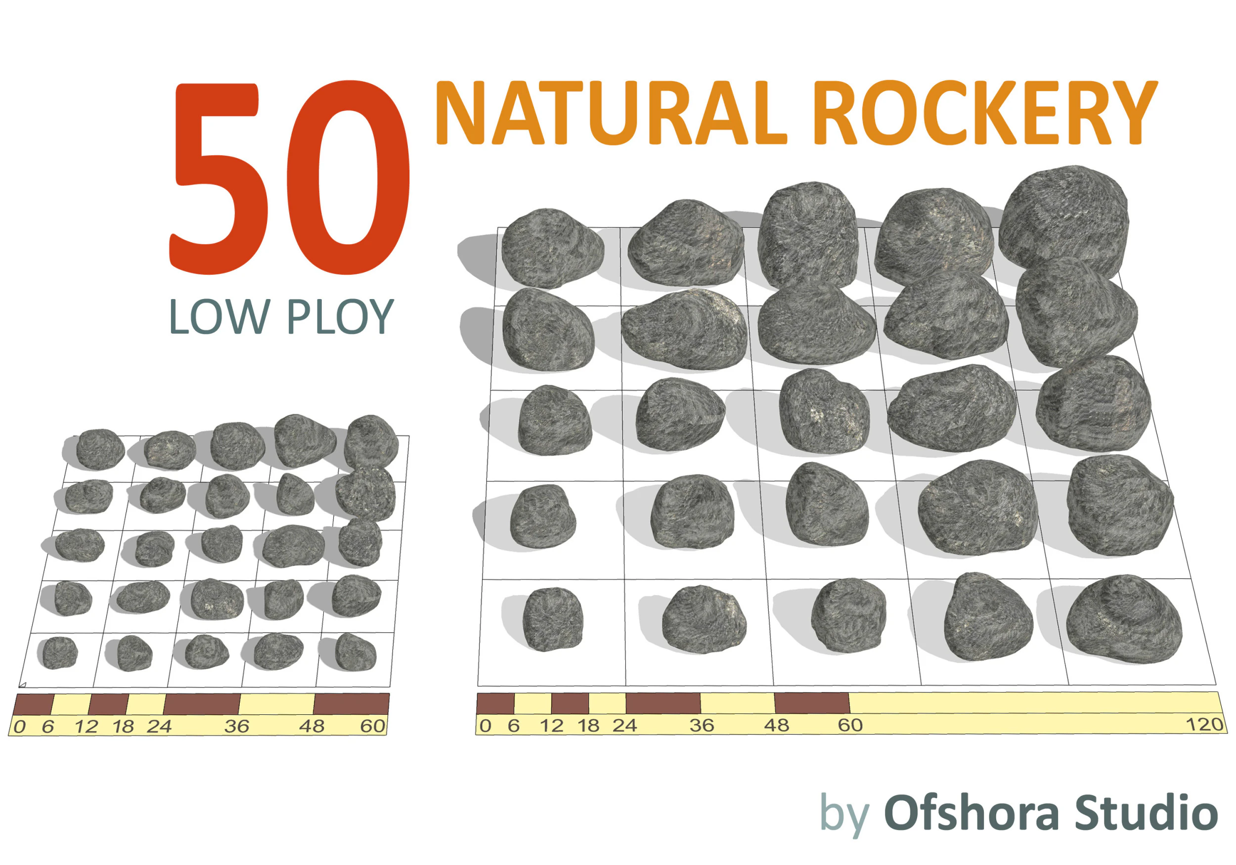 RockeryNaturalGray6-24inch 3D Model .c4d .max .obj .3ds .fbx .stl .blend