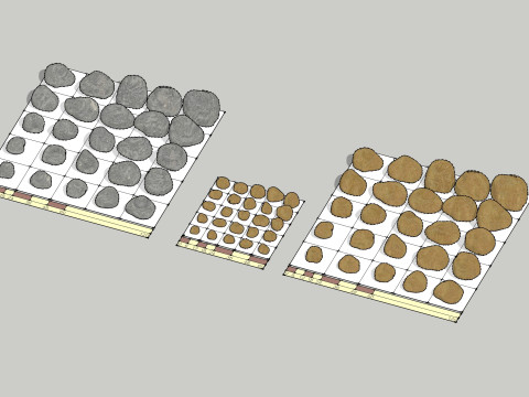 Rockery Natural Gold Gray 6-24inch 3D Model