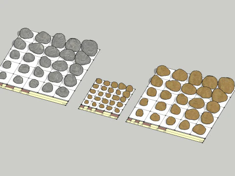 Rockery Natural Gold Grey 6-24 Zoll 3D Modell