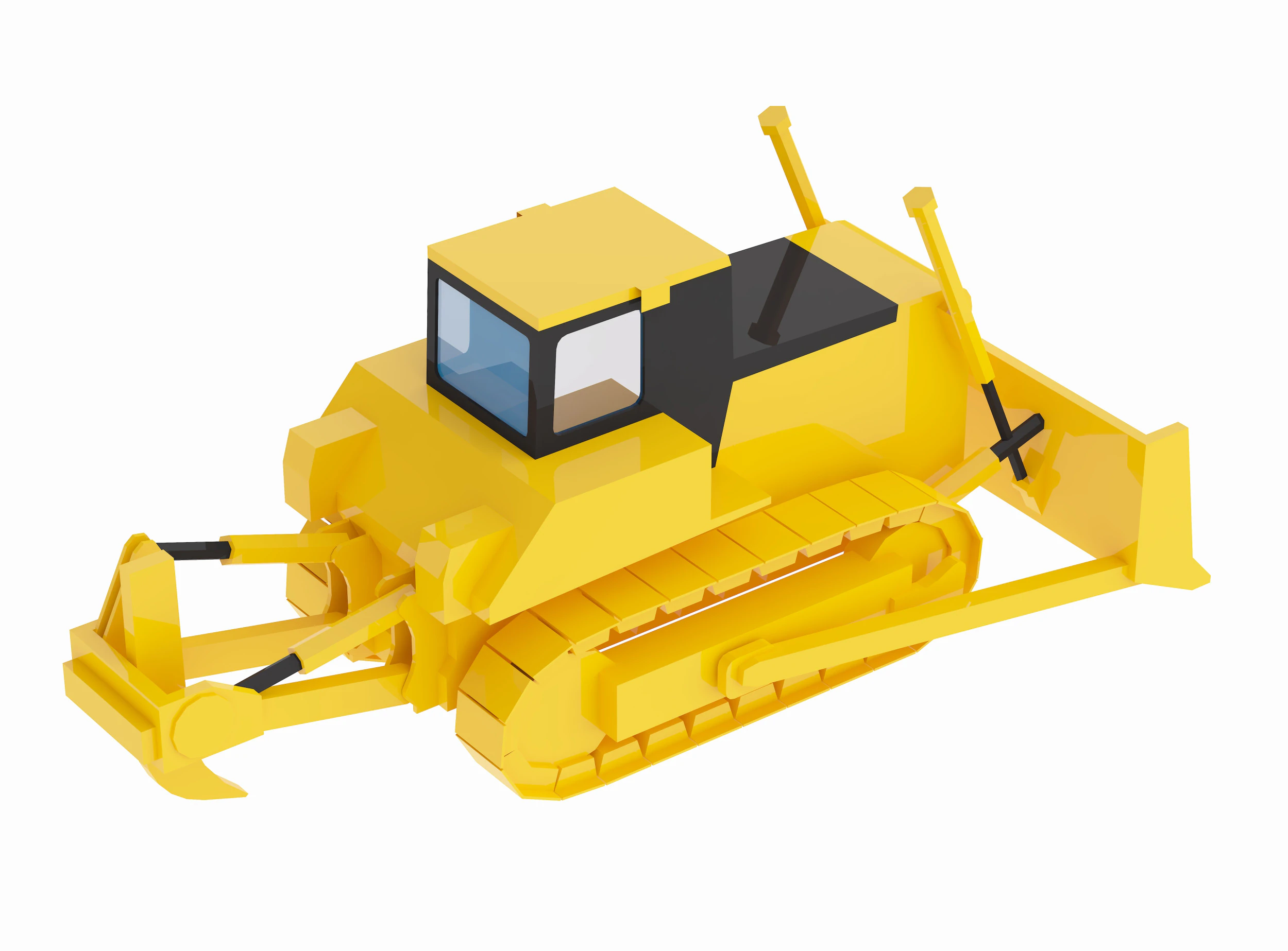 Crawler Bulldozer D155A-6 Simplified 3D Model .c4d .max .obj .3ds .fbx .stl .blend 