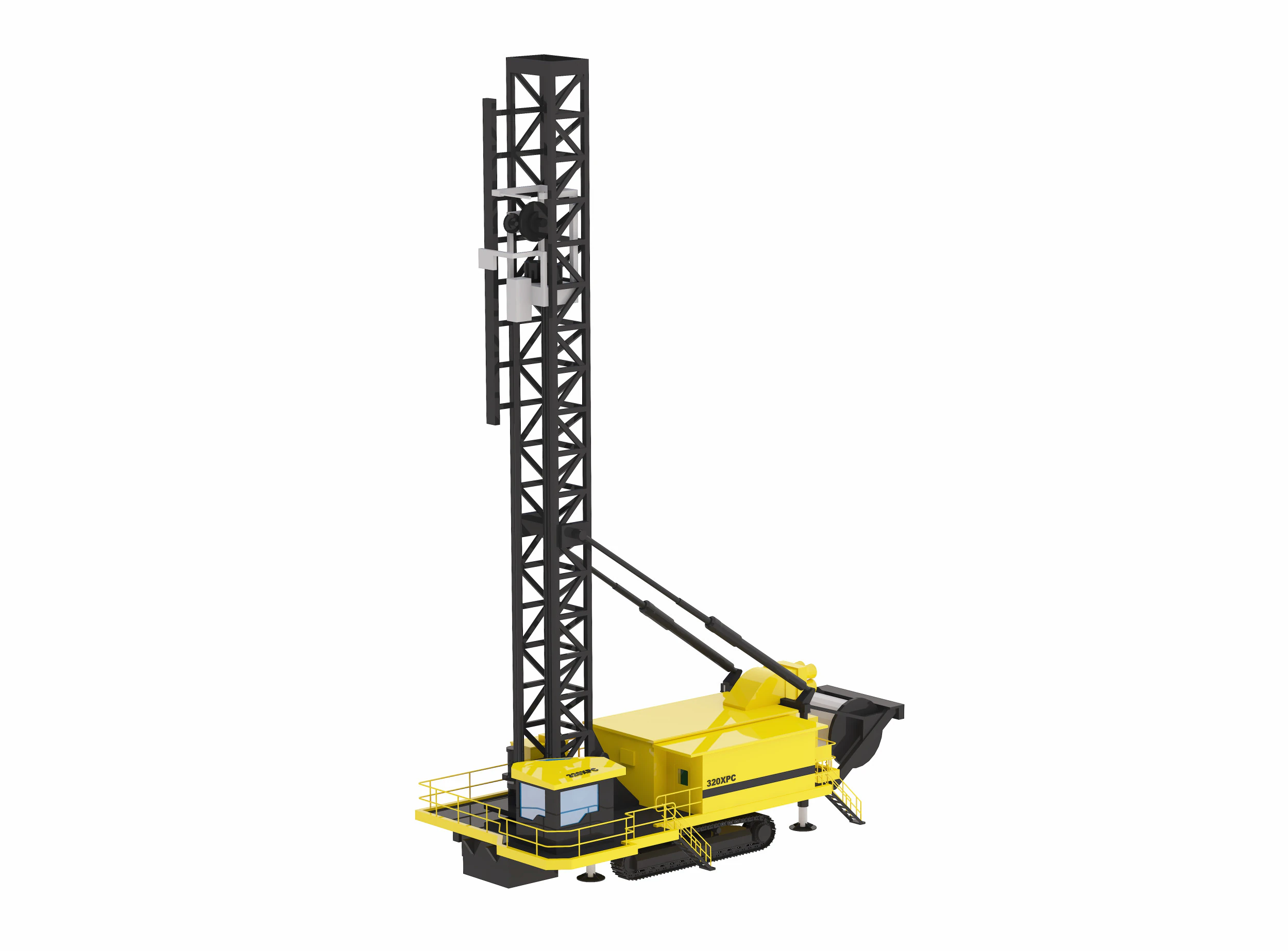 Drill Rig Blasthole 320XPC Simplified 3D Model .c4d .max .obj .3ds .fbx .stl .blend