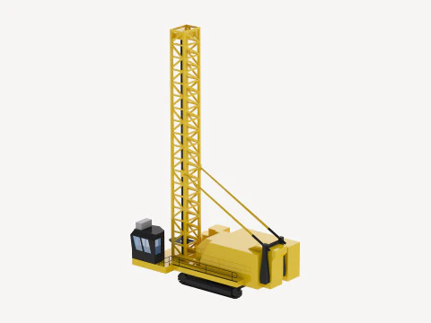 Drill Rig Mining D6640 Simplified 3D Model