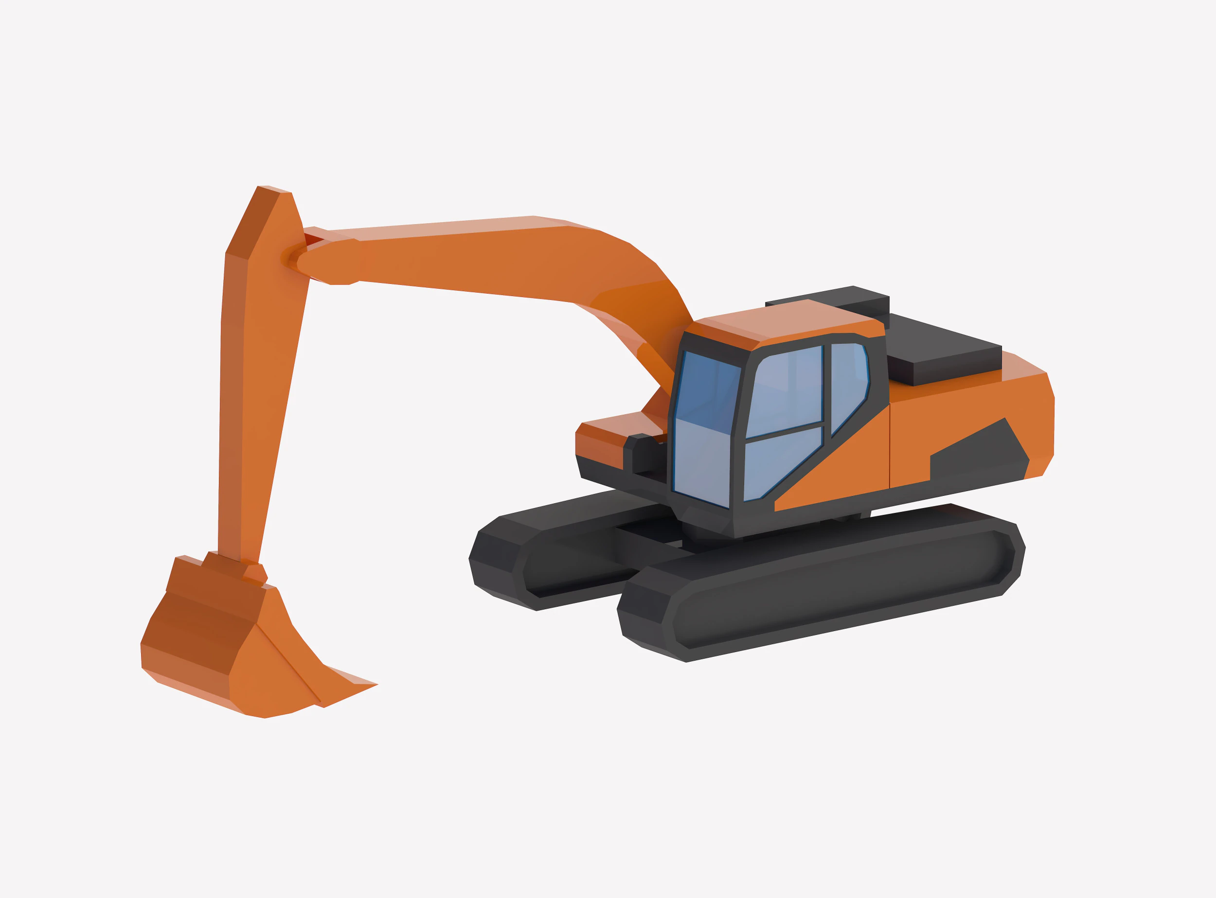 Excavator Construction DX225LC-5 Simplified 3D Model .c4d .max .obj .3ds .fbx .stl .blend 