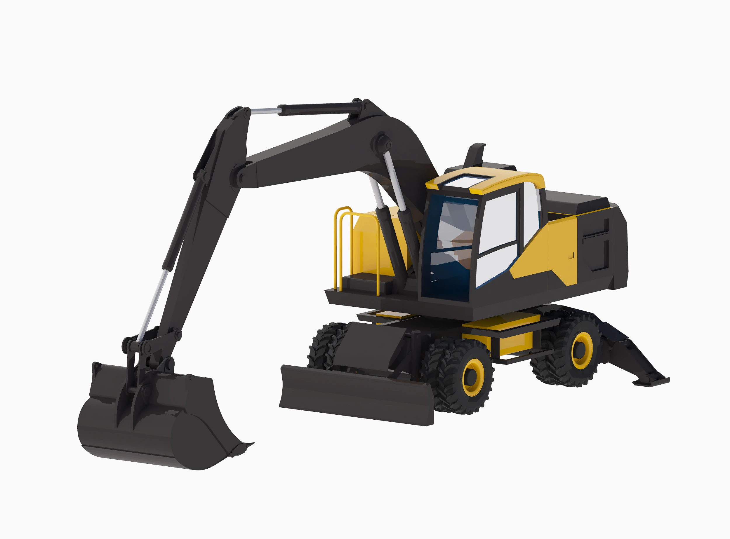 Excavator Construction EW180E 3D Model .c4d .max .obj .3ds .fbx .stl .blend