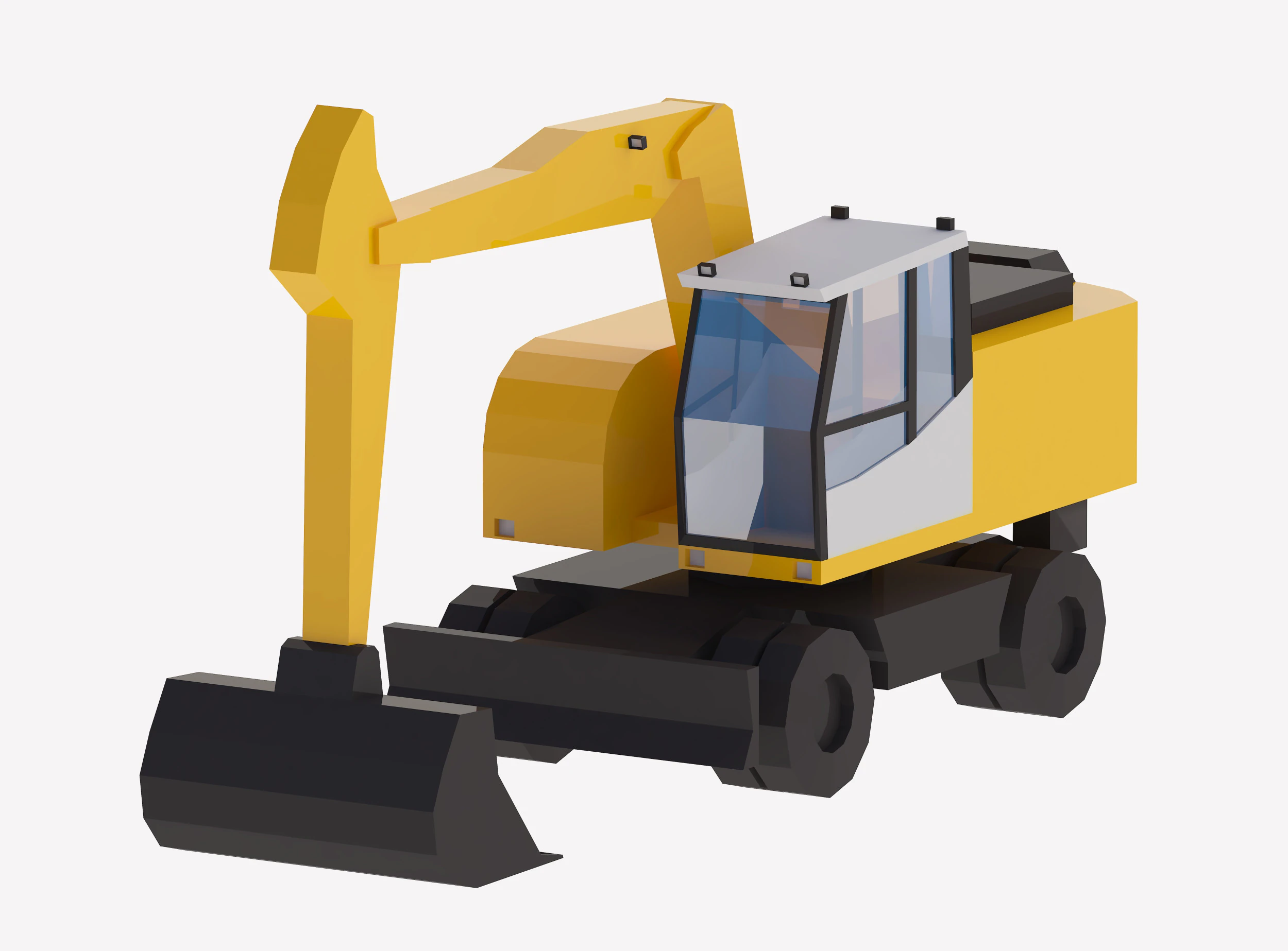 Excavator Construction Loader A920 Simplified 3D Model .c4d .max .obj .3ds .fbx .stl .blend 