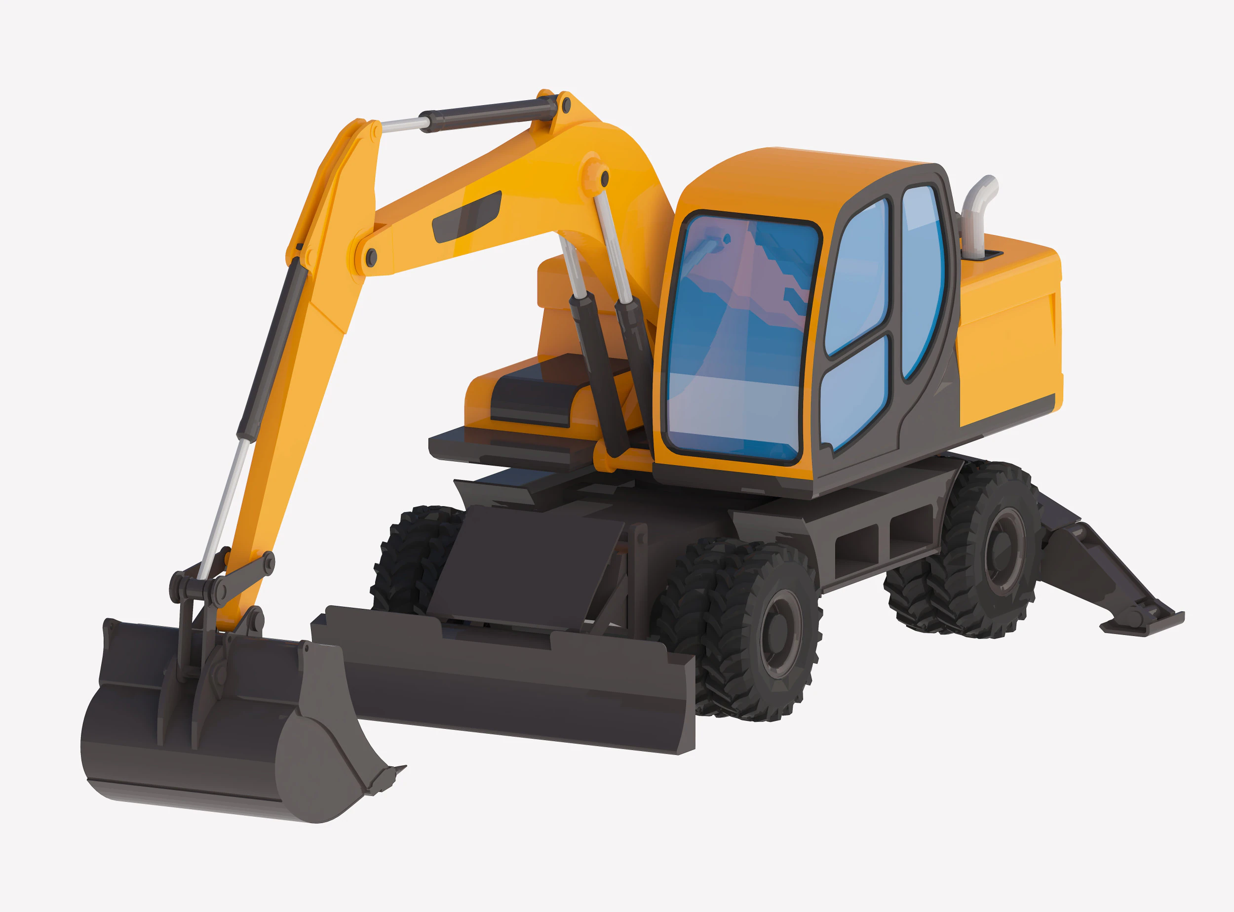 Excavator Construction Loader DX140W 3D Model .c4d .max .obj .3ds .fbx .stl .blend 