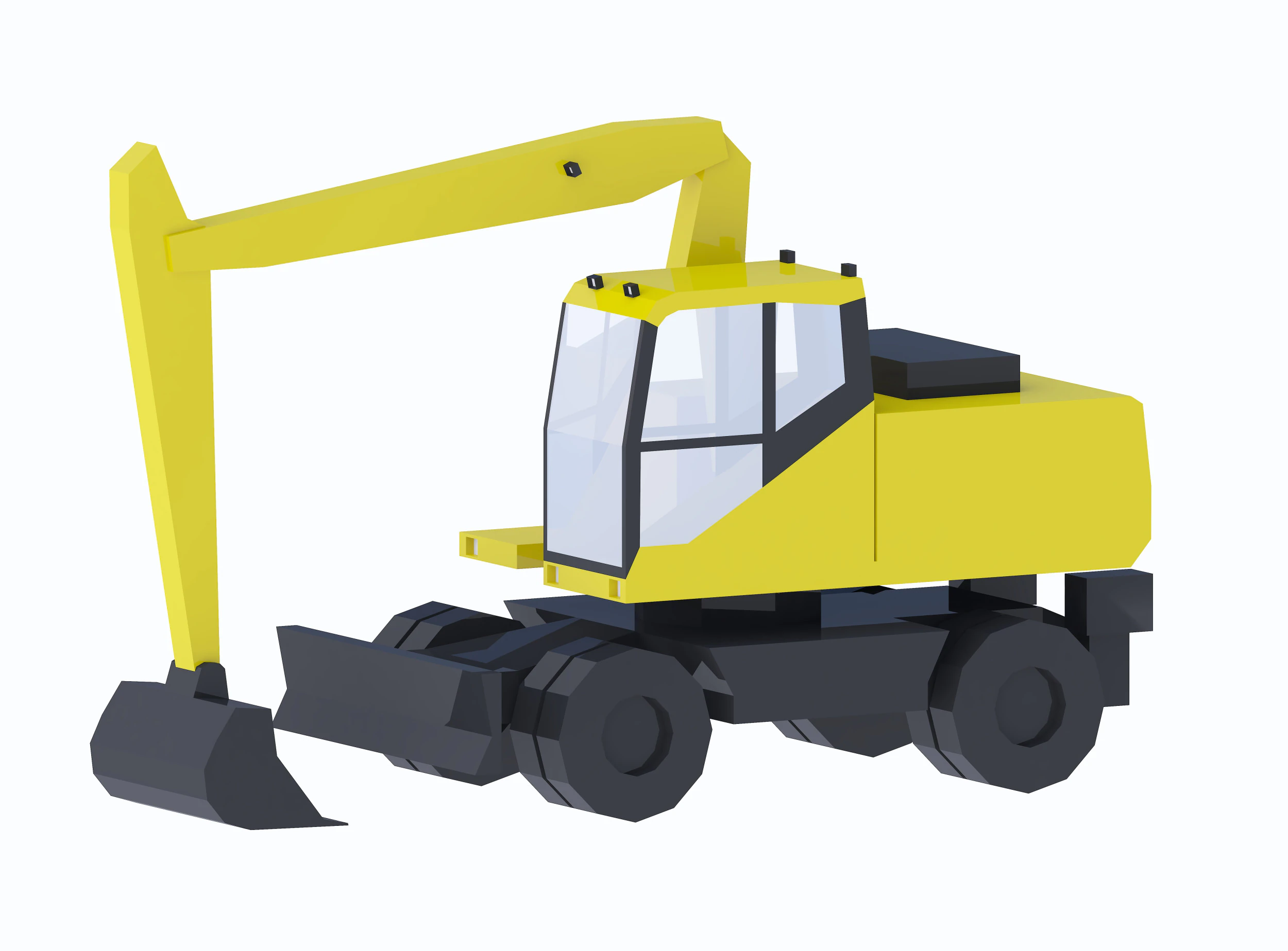 Excavator Construction Loader PW160-7 Simplified 3D Model .c4d .max .obj .3ds .fbx .stl .blend 