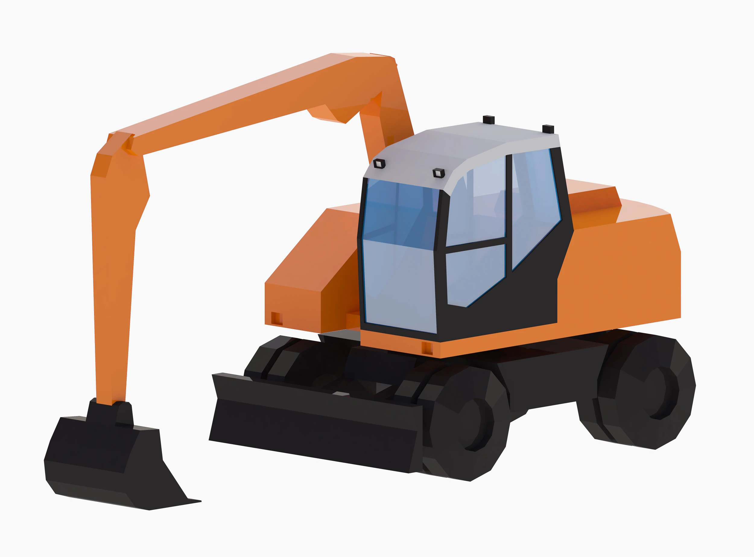 Excavator Construction Loader TW160 Simplified 3D Model .c4d .max .obj .3ds .fbx .stl .blend