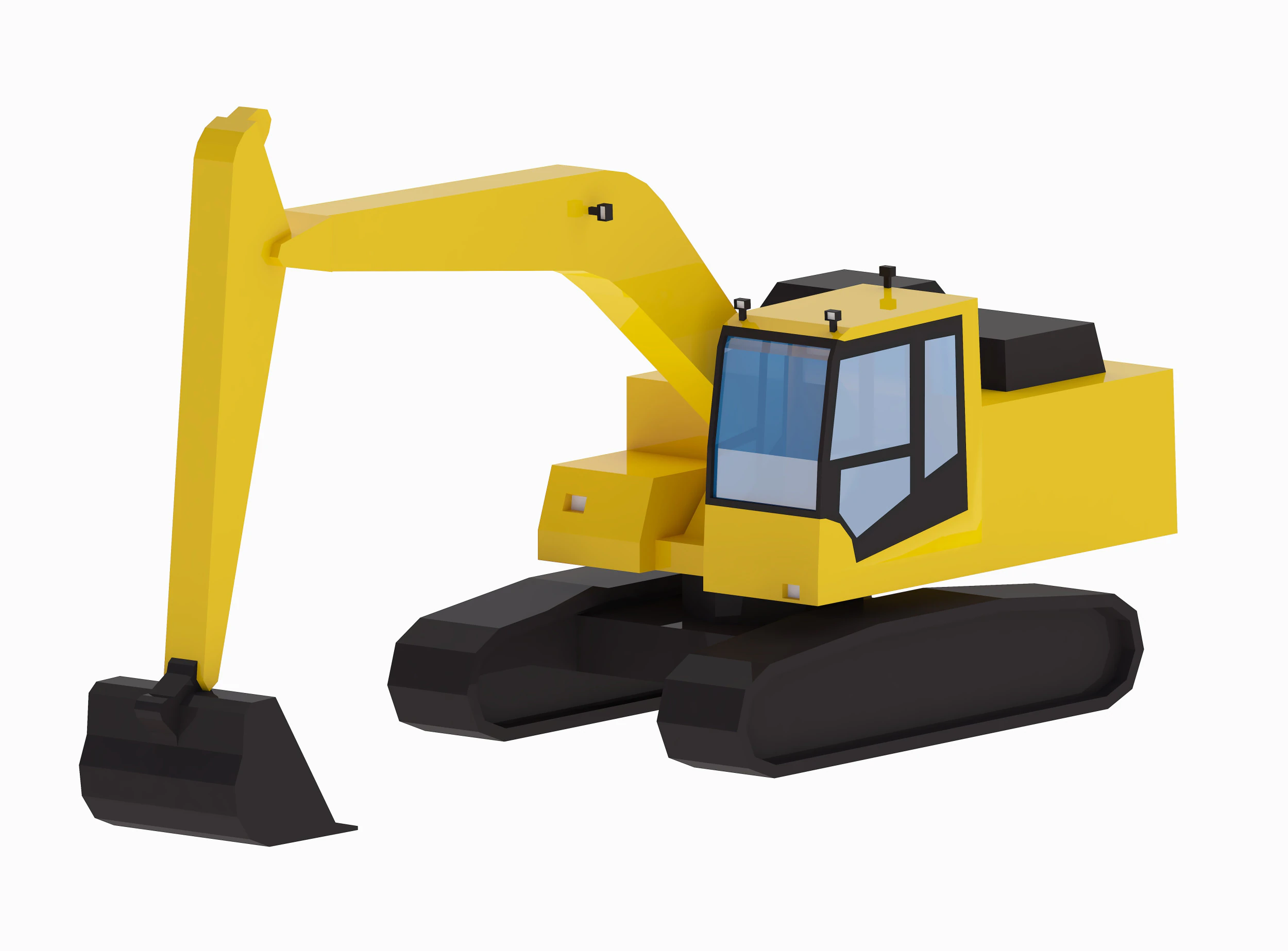 Excavator Construction PC210LC Simplified 3D Model .c4d .max .obj .3ds .fbx .stl .blend