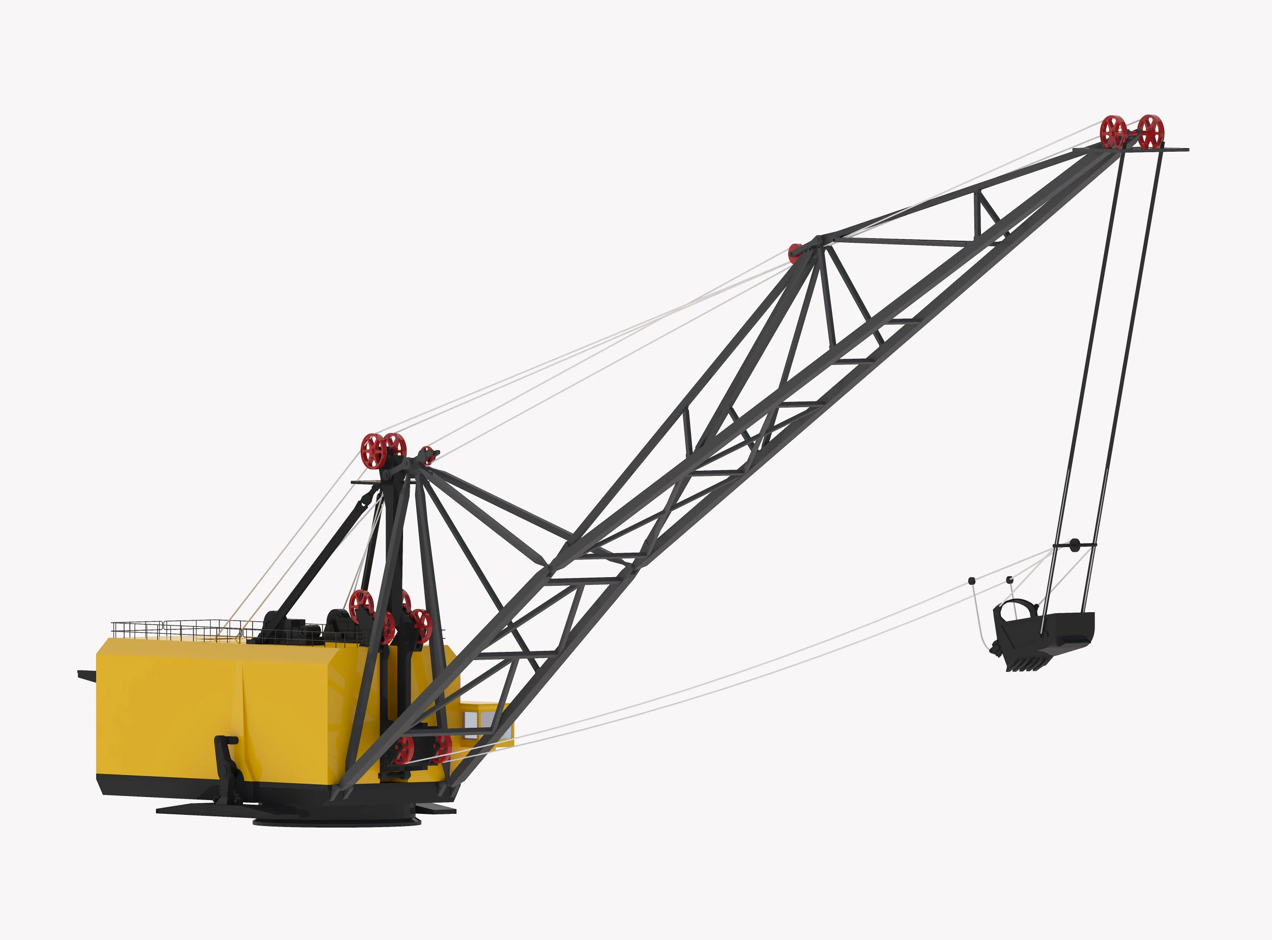 Excavator Dragline Crane Simplified ES11-70 3D Model .c4d .max .obj .3ds .fbx .stl .blend 
