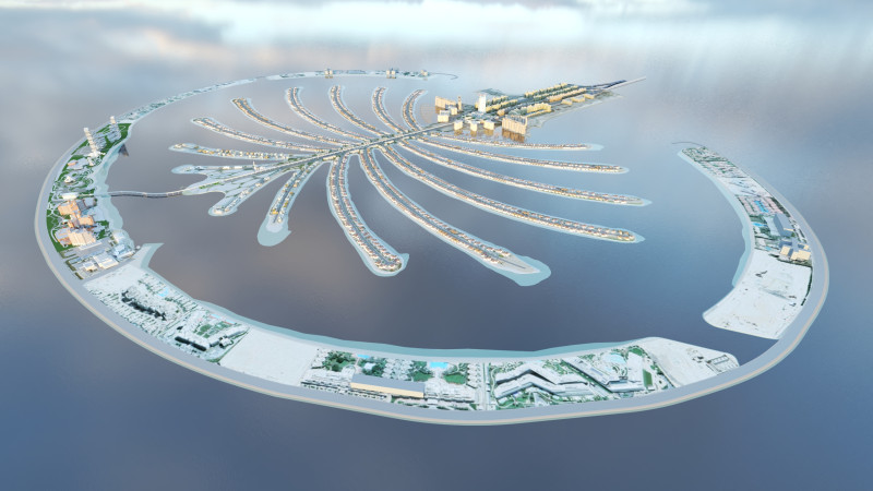Palm Jumeirah Dubai 3D Model .c4d .max .obj .3ds .fbx .stl .blend 