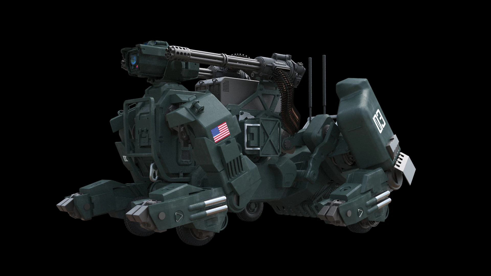 Futuristic Armored Robot Dog 3D Model .c4d .max .obj .3ds .fbx .stl .blend 