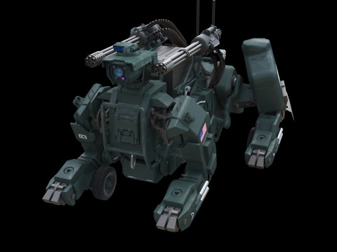 Perro robot blindado futurista Modelo 3D