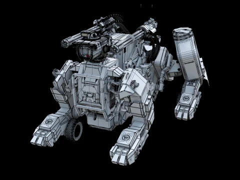 Futuristic Armored Robot Dog 3D Model