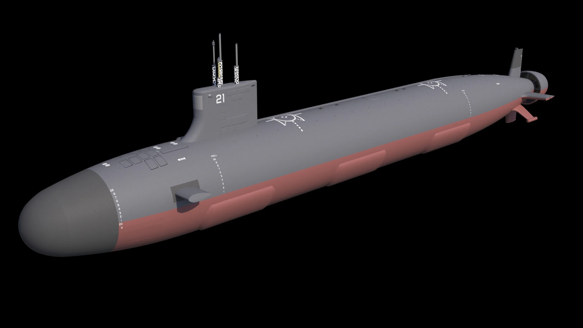 USS Seawolf SSN-21 3D Model .c4d .max .obj .3ds .fbx .stl .blend 