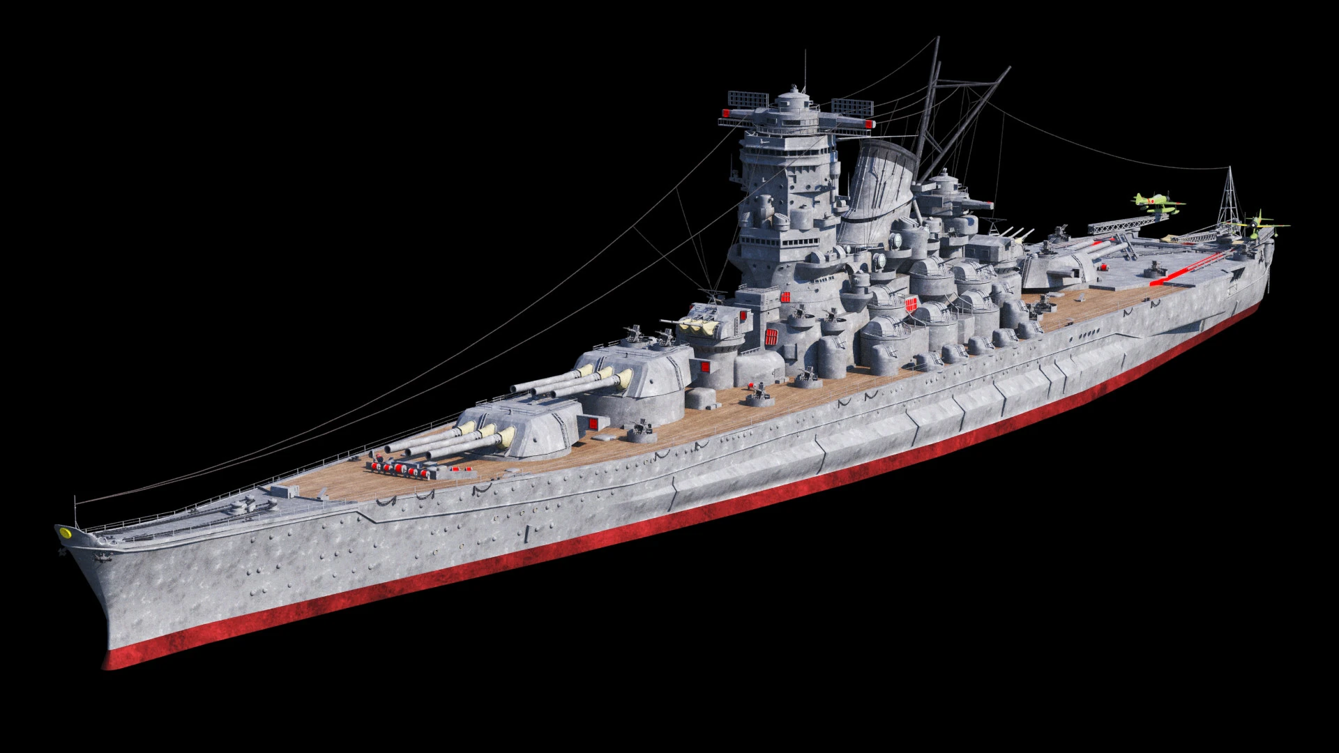 Yamato Class Battleship 3D Model .c4d .max .obj .3ds .fbx .stl .blend 