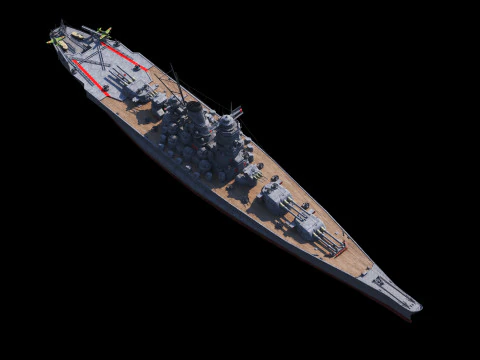 Yamato Class Battleship 3D Model